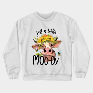 Moody Heifer With Sunflowers Crewneck Sweatshirt